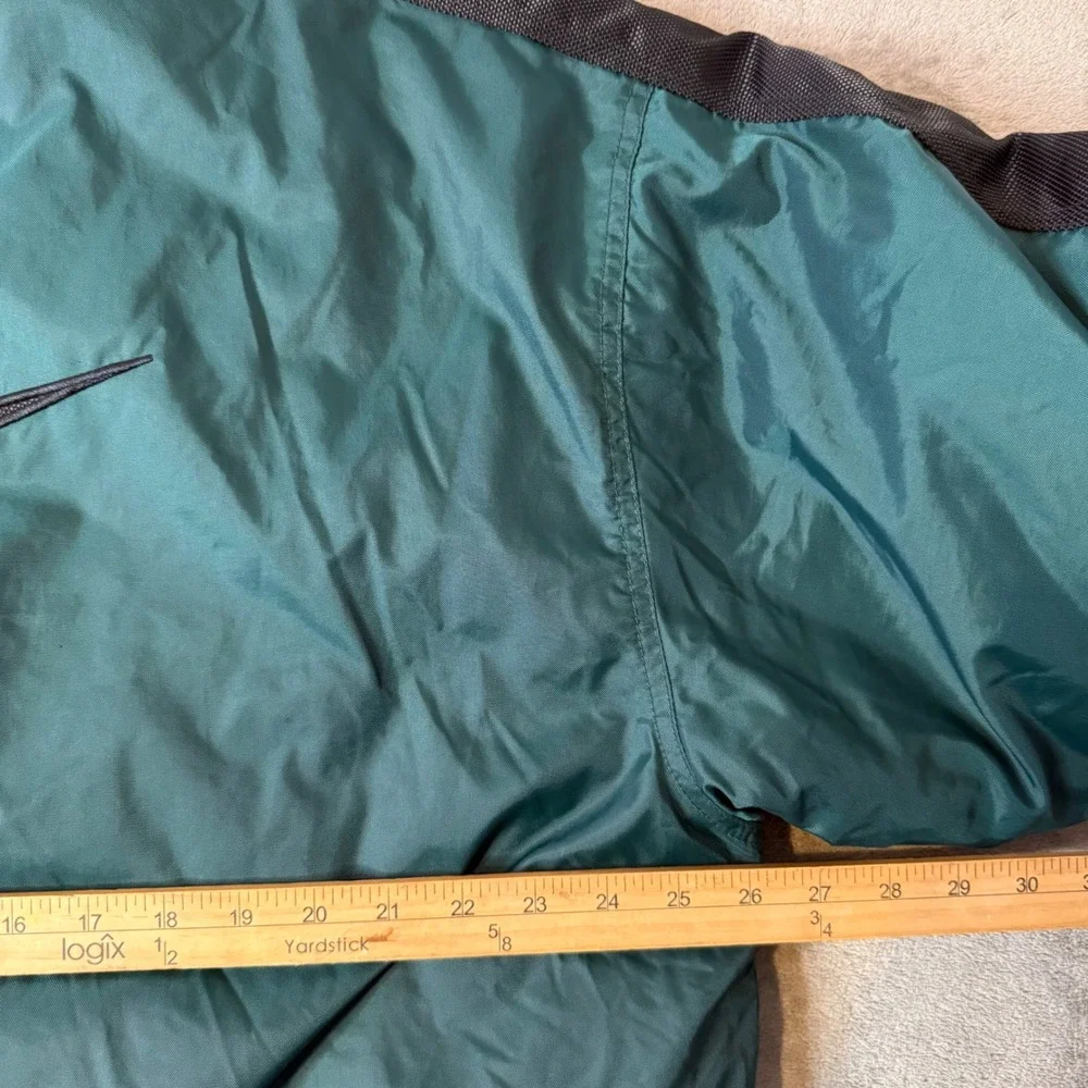 VTG Nike 90s Anorak Jacket Green Black Big Swoosh Quilted‎ L Pullover Kangaroo